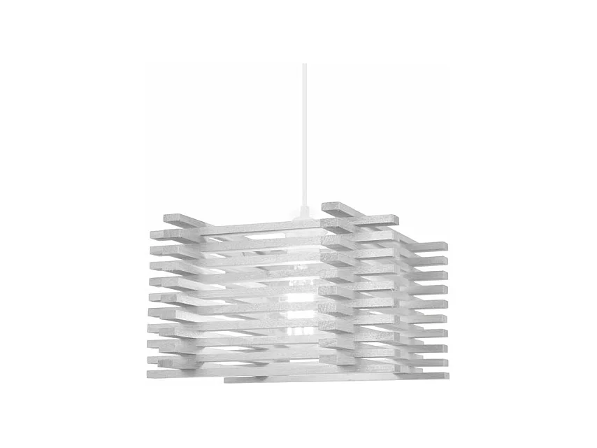 Suspension carré lattes en bois blanc 90 cm.