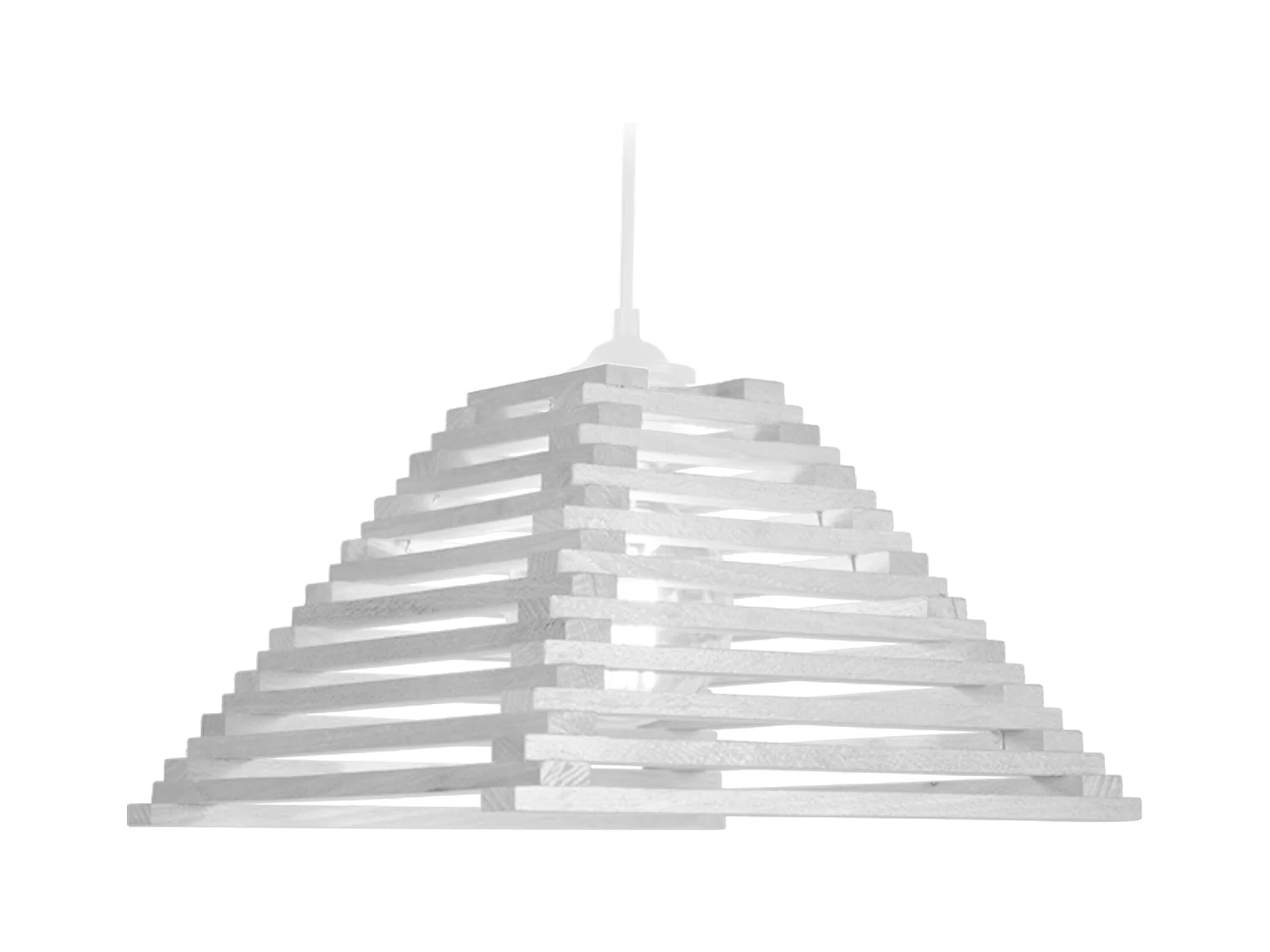 Suspension pyramide lattes en bois blanc 90 cm.