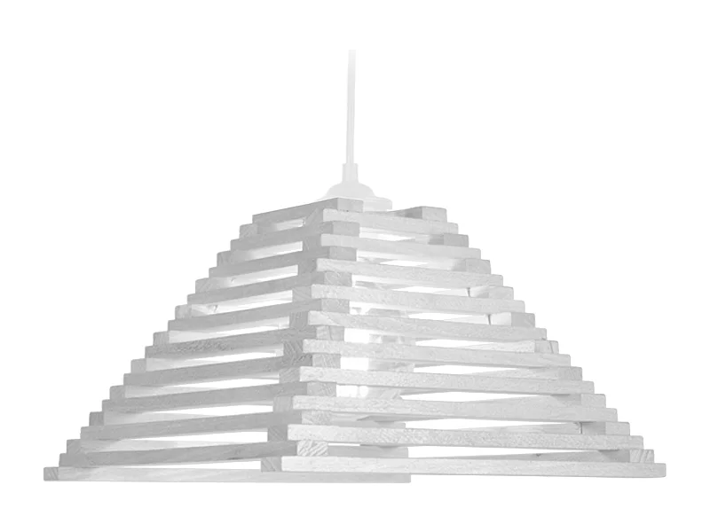 Suspension pyramide lattes en bois blanc 90 cm.