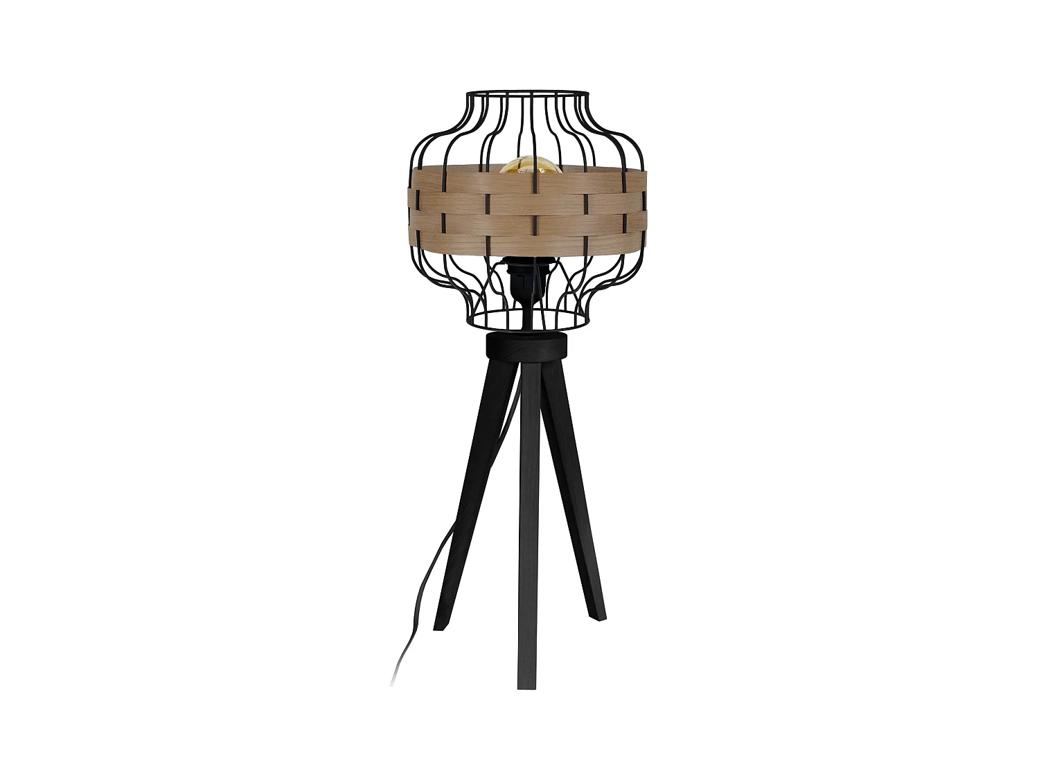 Lampe a Poser TOSEL ,bois,foncé ,H58xD 25xP25cm