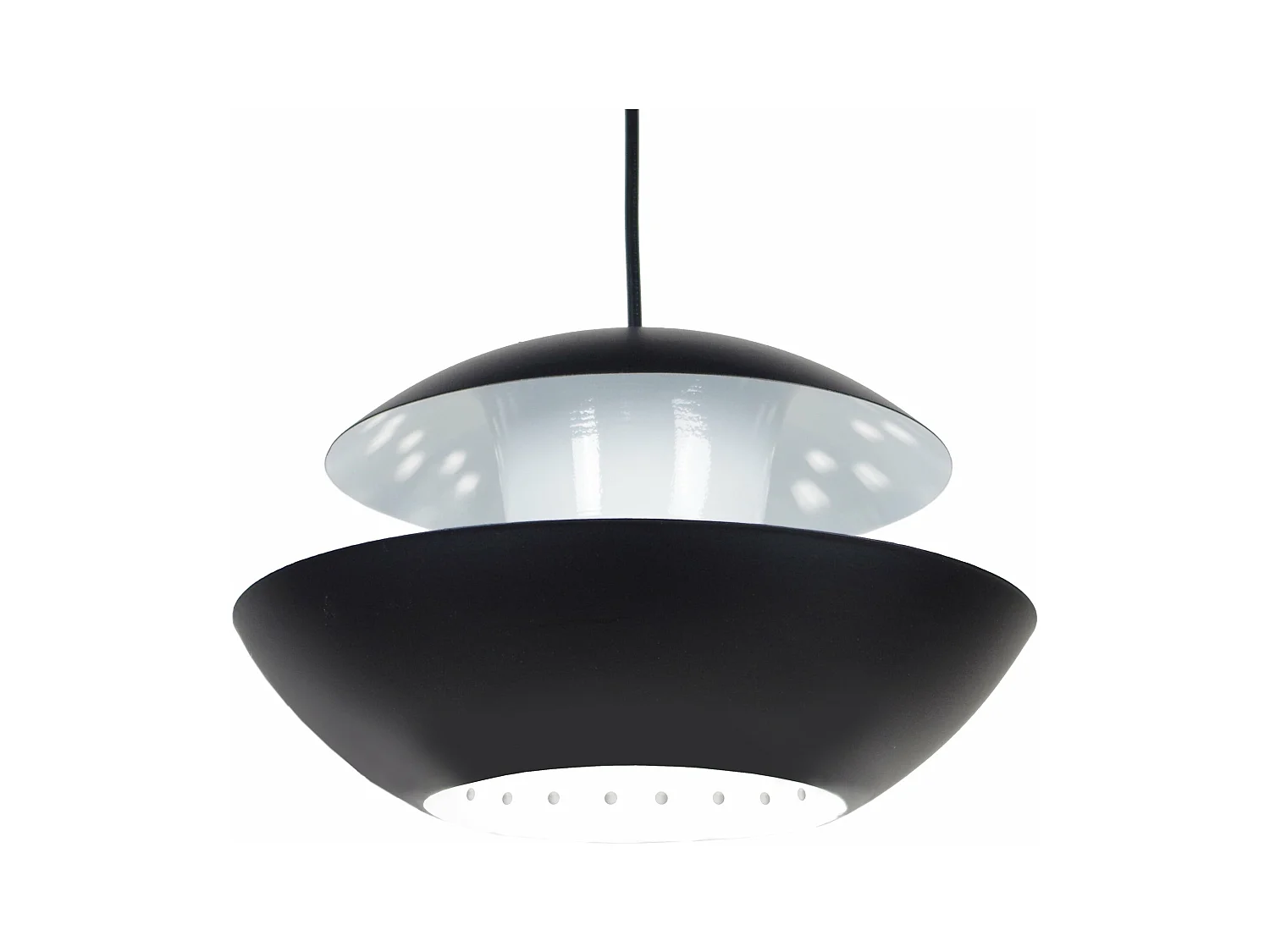 Suspension abstract métal  noir,blanc 84 cm.