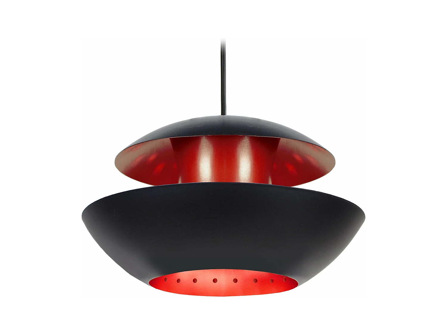 Suspension abstract métal  noir,rouge 84 cm.
