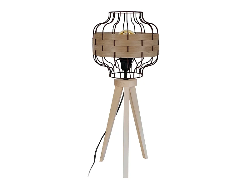 Candeeiro de sala TOSEL HELSINKI tecido geométrico branco D40 x  H53  cm