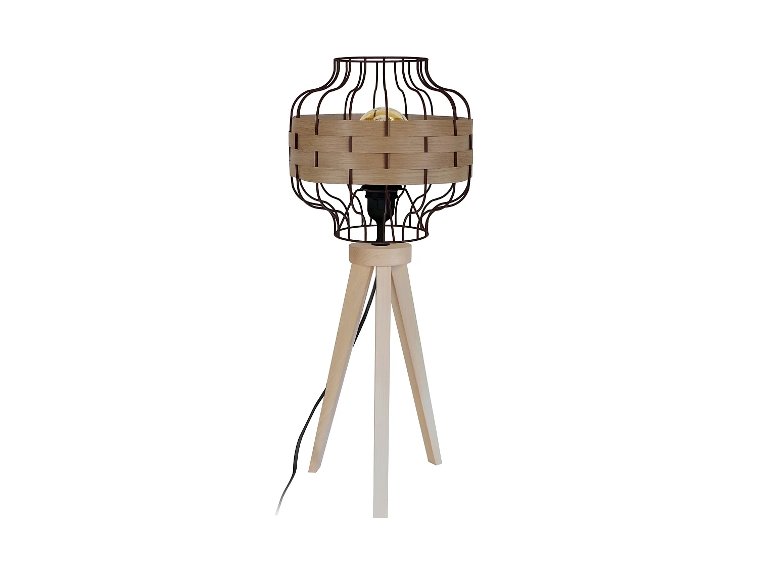 TRESSÉ-RANGOON A - Lampe a poser trépied bois naturel  et marron et bois Chêne