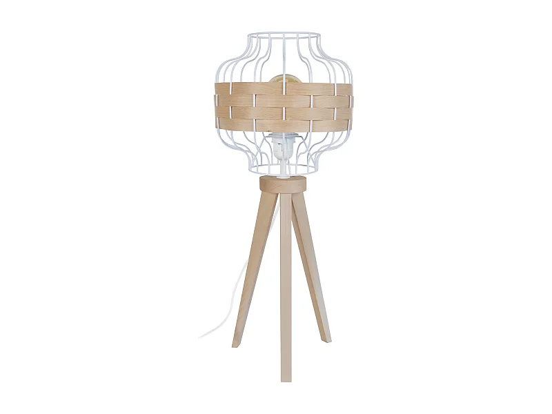 Lampe a Poser TOSEL ,bois,naturel,H58xD25xP25 cm