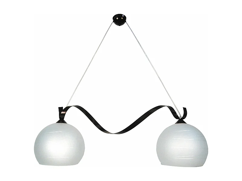 Lustre poutre métal  noir, verre satiné 60 cm.