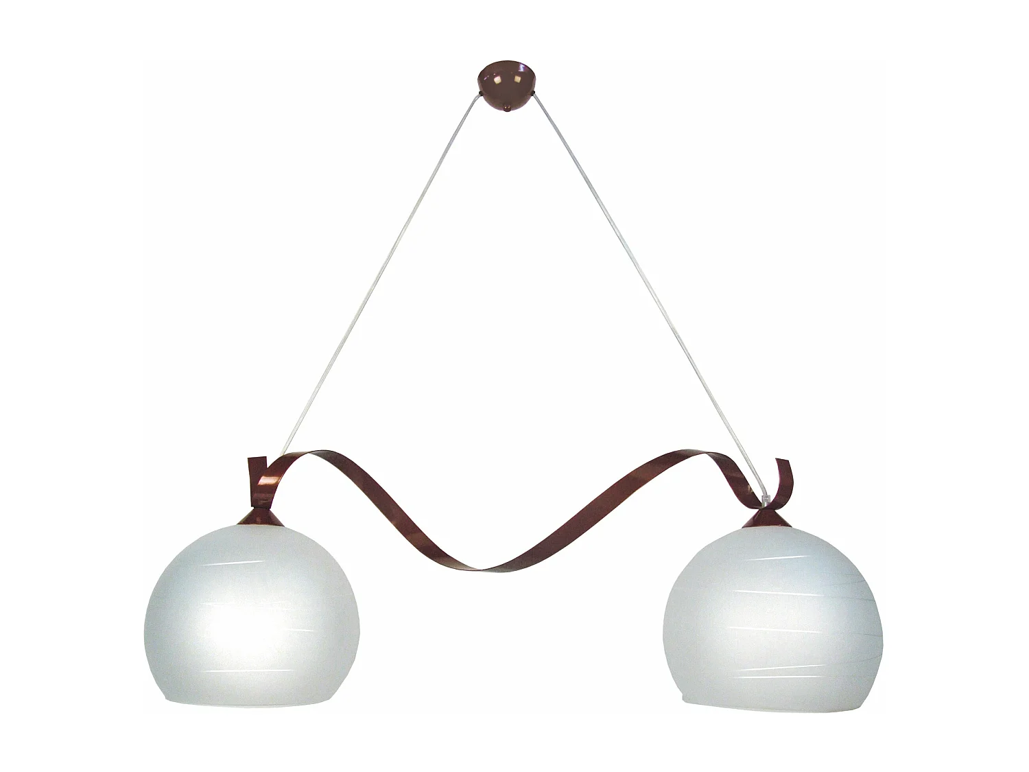 Lustre poutre métal  marron, verre satiné 60 cm.