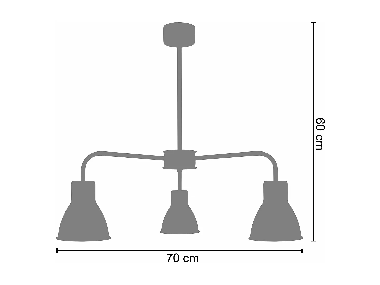 Suspension grappe métal  anthracite 80 cm.