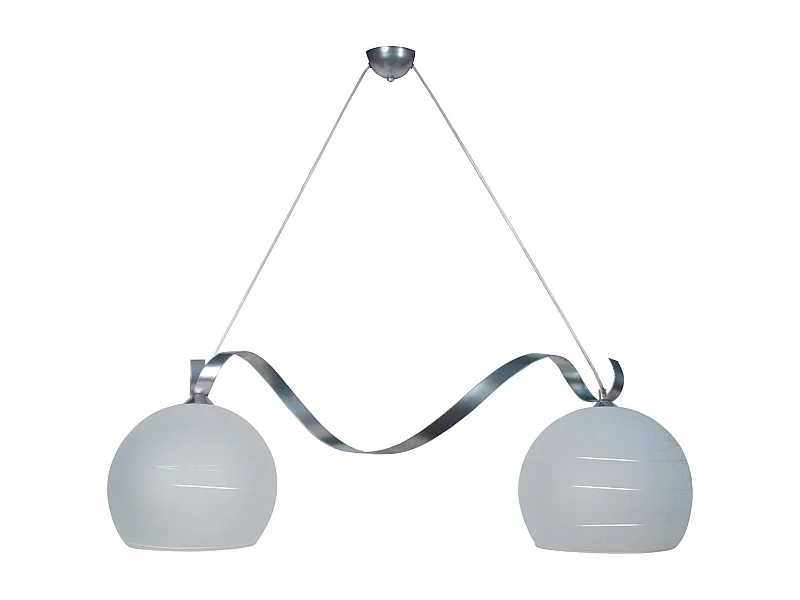 Lustre poutre métal  aluminium, verre satiné 60 cm.