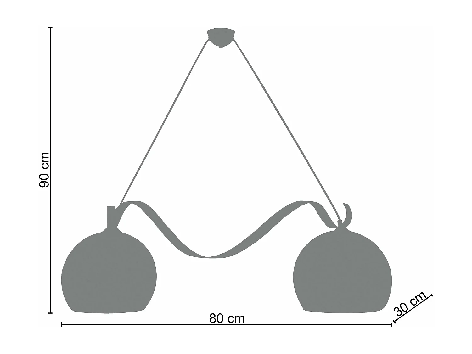 Lustre TOSEL ACTUELLE A vidro feixe cinza D100 x  H35  cm