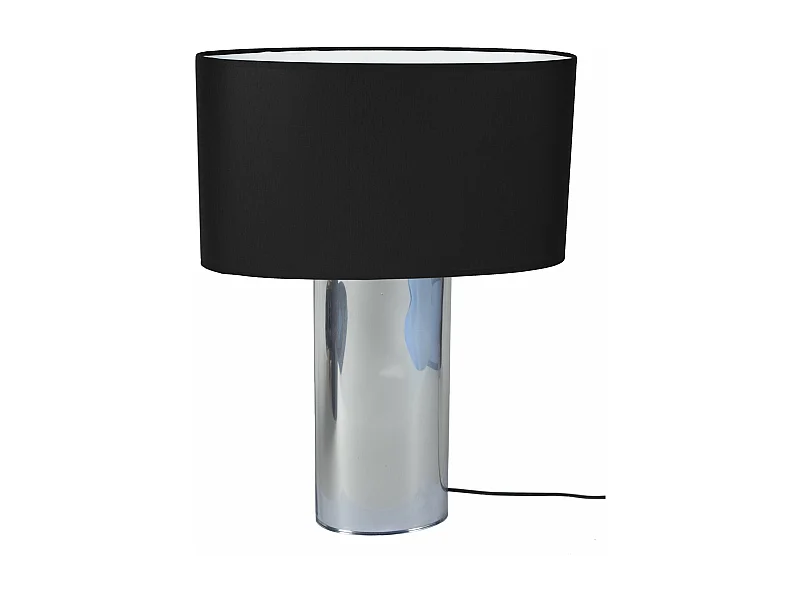 Lampe de salon ovale verre  aluminium 53 cm.