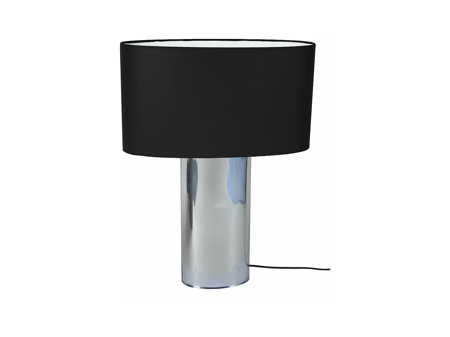 Lampe de salon ovale verre  aluminium 53 cm.