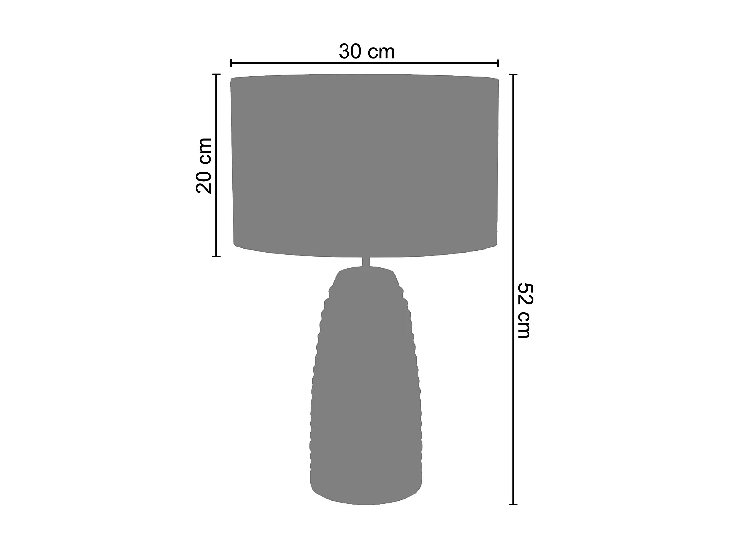 Lampe de chevet conique verre  aluminium 52 cm.
