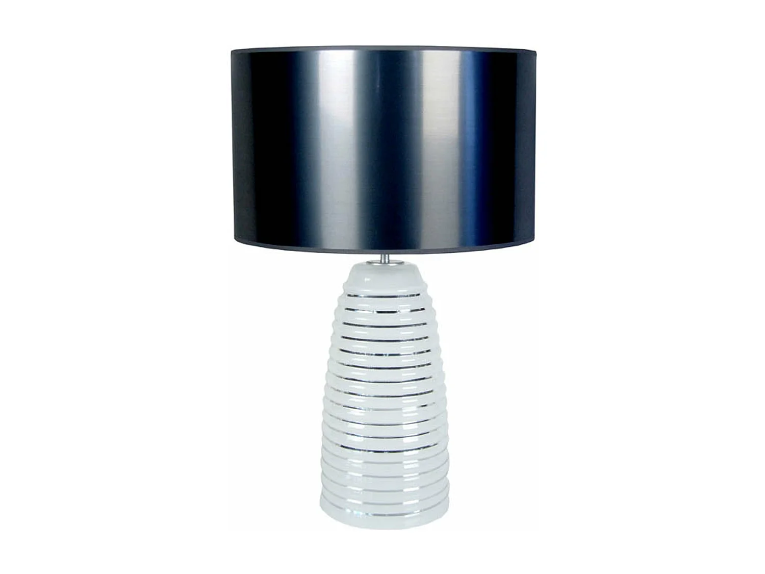 Lampe de chevet conique verre  blanc,noir 52 cm.