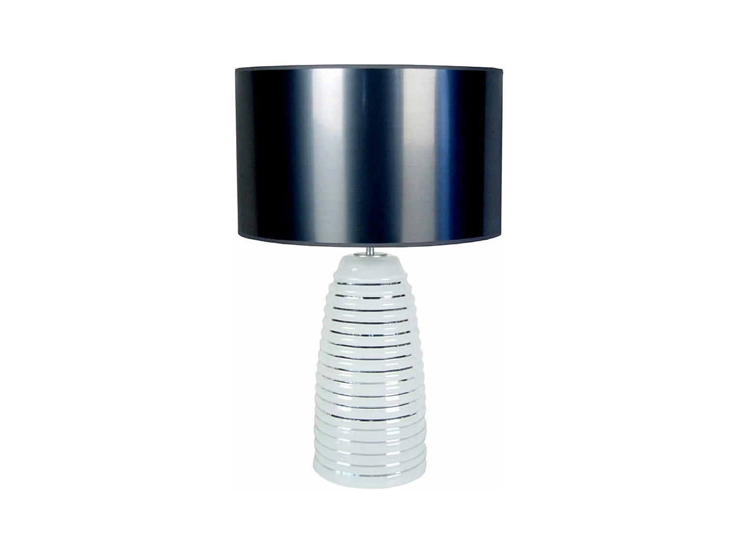 Lampe de chevet conique verre  blanc,noir 52 cm.
