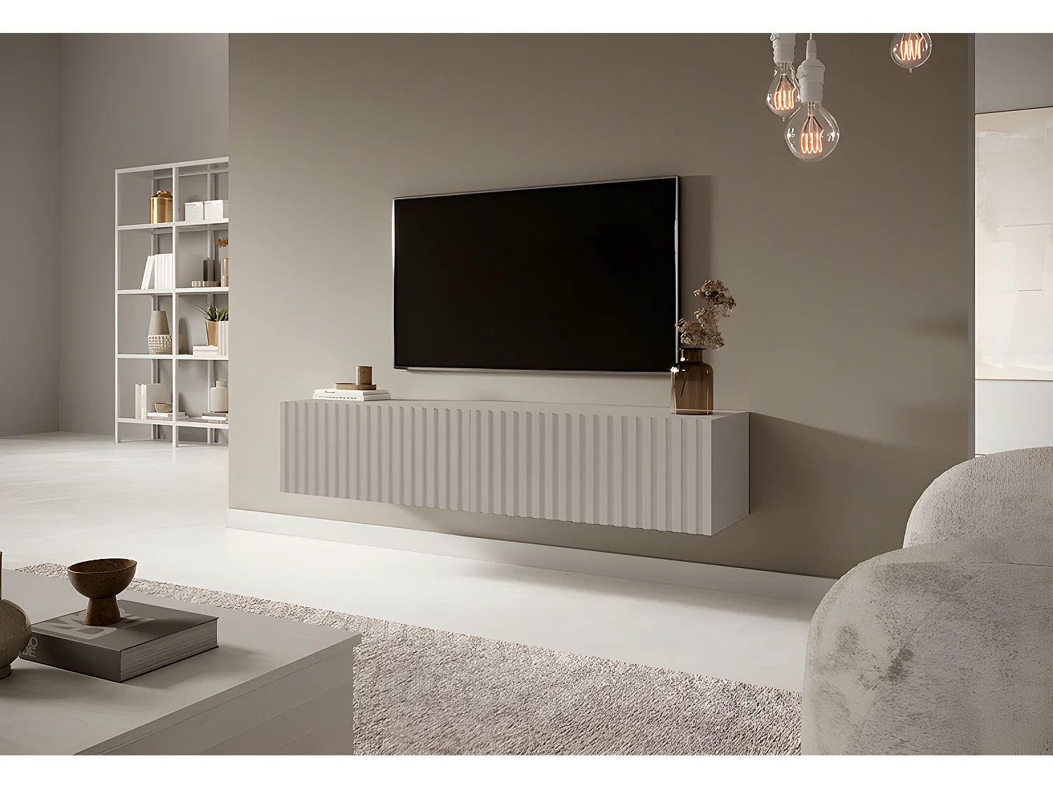 TV-meubel - 140 cm - taupe (grijsbeige) - TELIRE