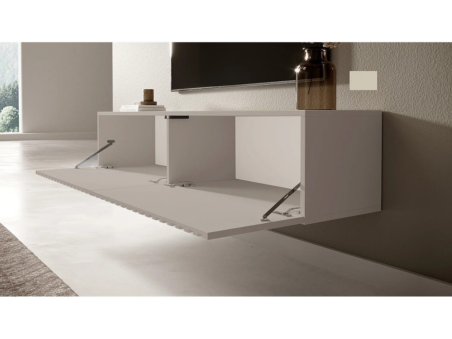 Meuble TV - 140 cm - taupe (gris-beige) - TELIRE