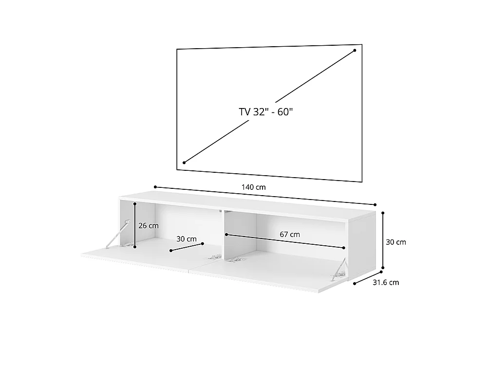Meuble TV - 140 cm - taupe (gris-beige) - TELIRE