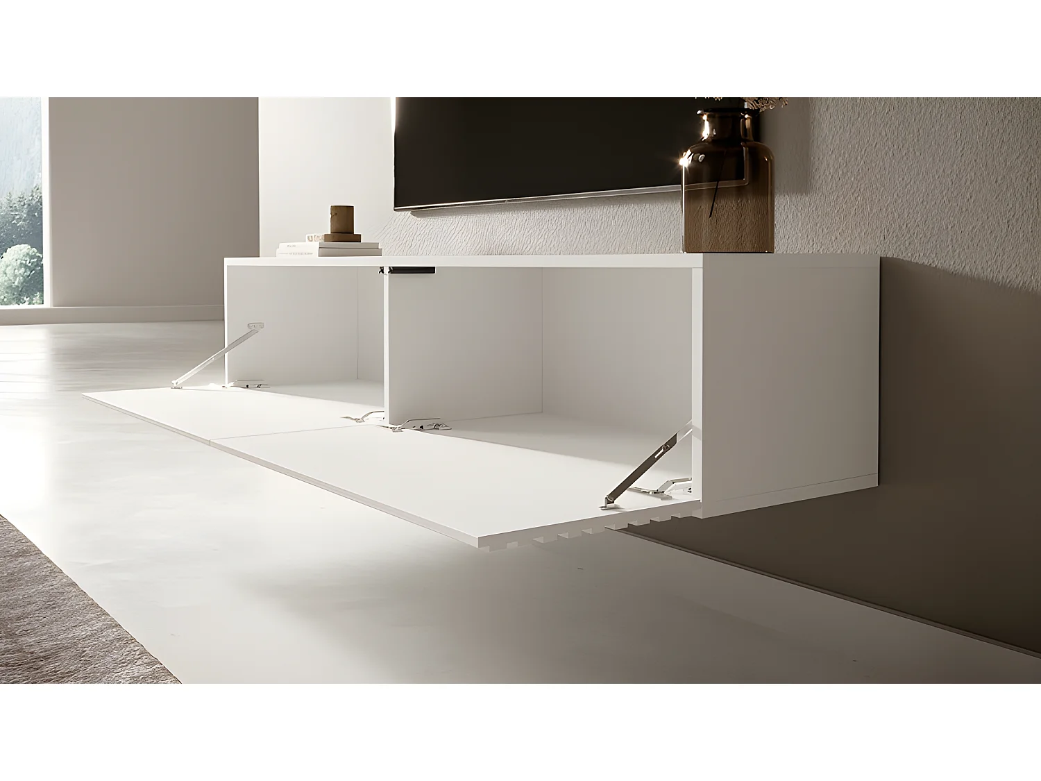 Meuble TV 175 cm - blanc - PAVAS
