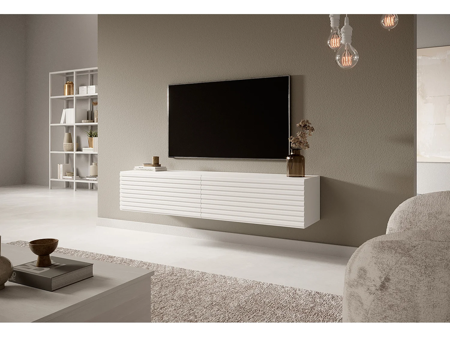 Meuble TV 175 cm - blanc - PAVAS