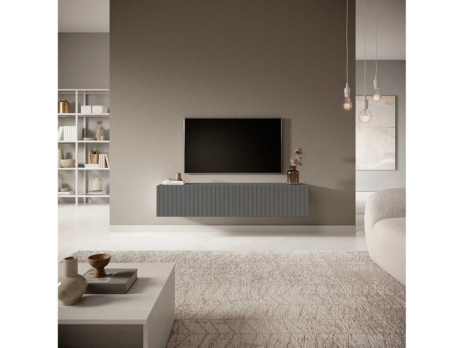 Meuble TV 140 cm - graphite - TELIRE