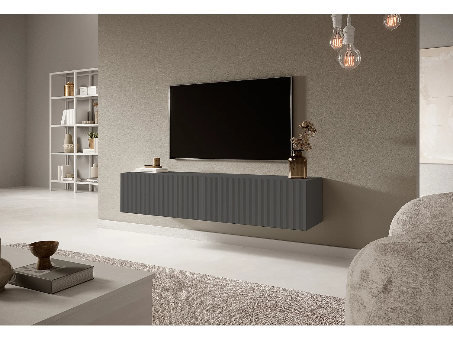 Meuble TV 140 cm - graphite - TELIRE