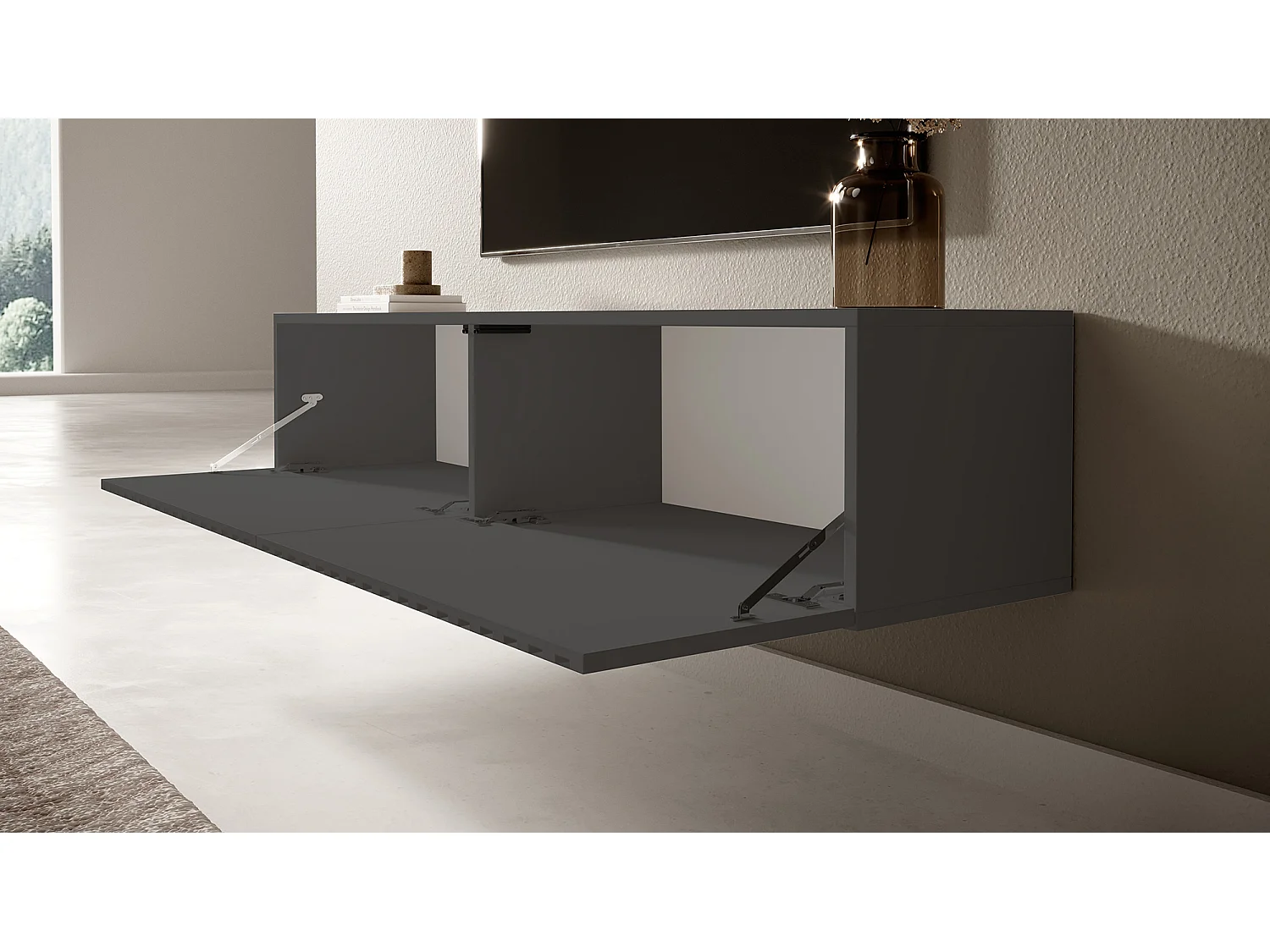 Meuble TV 140 cm - graphite - TELIRE