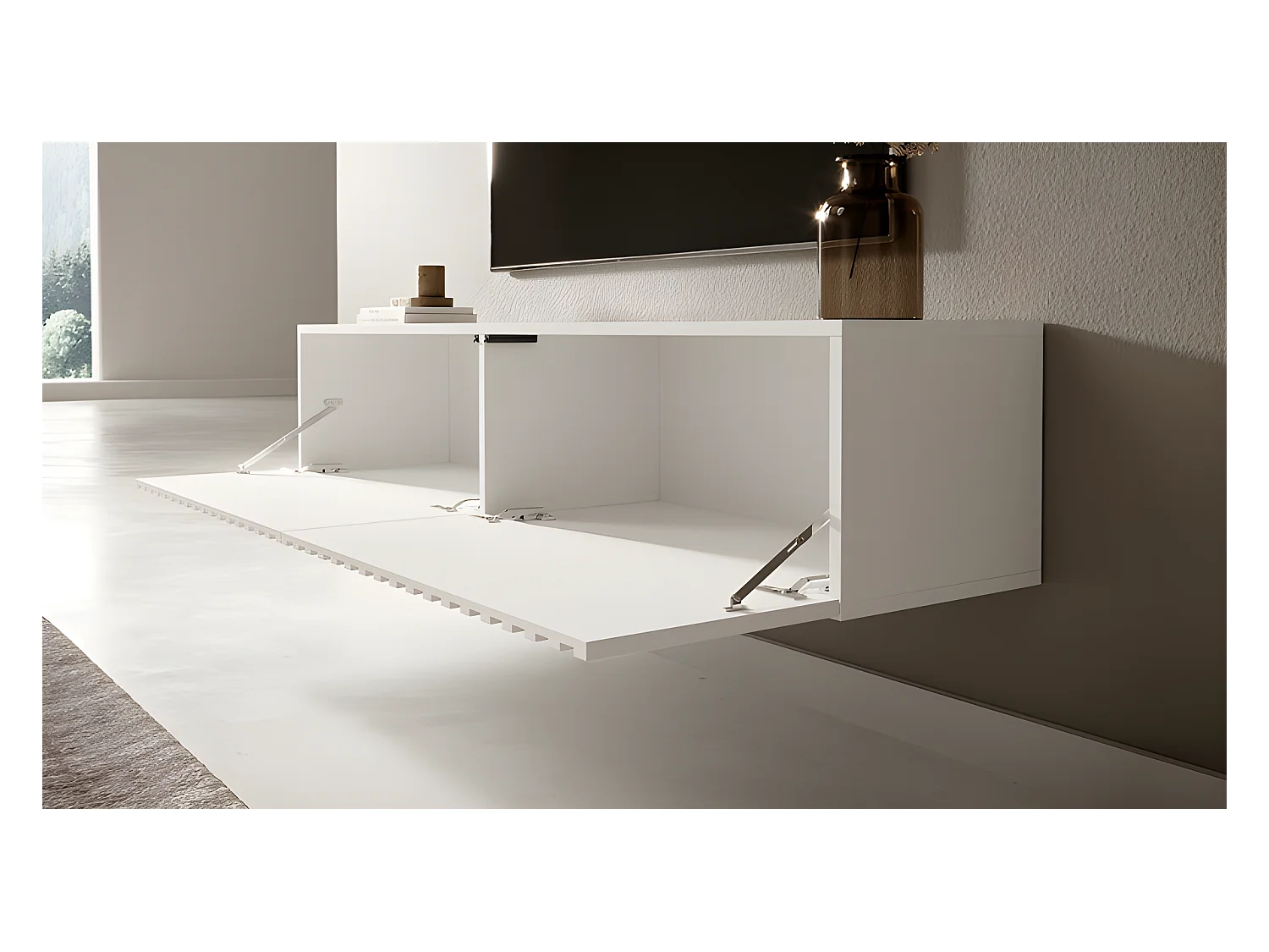 Meuble TV 140 cm - blanc - TELIRE