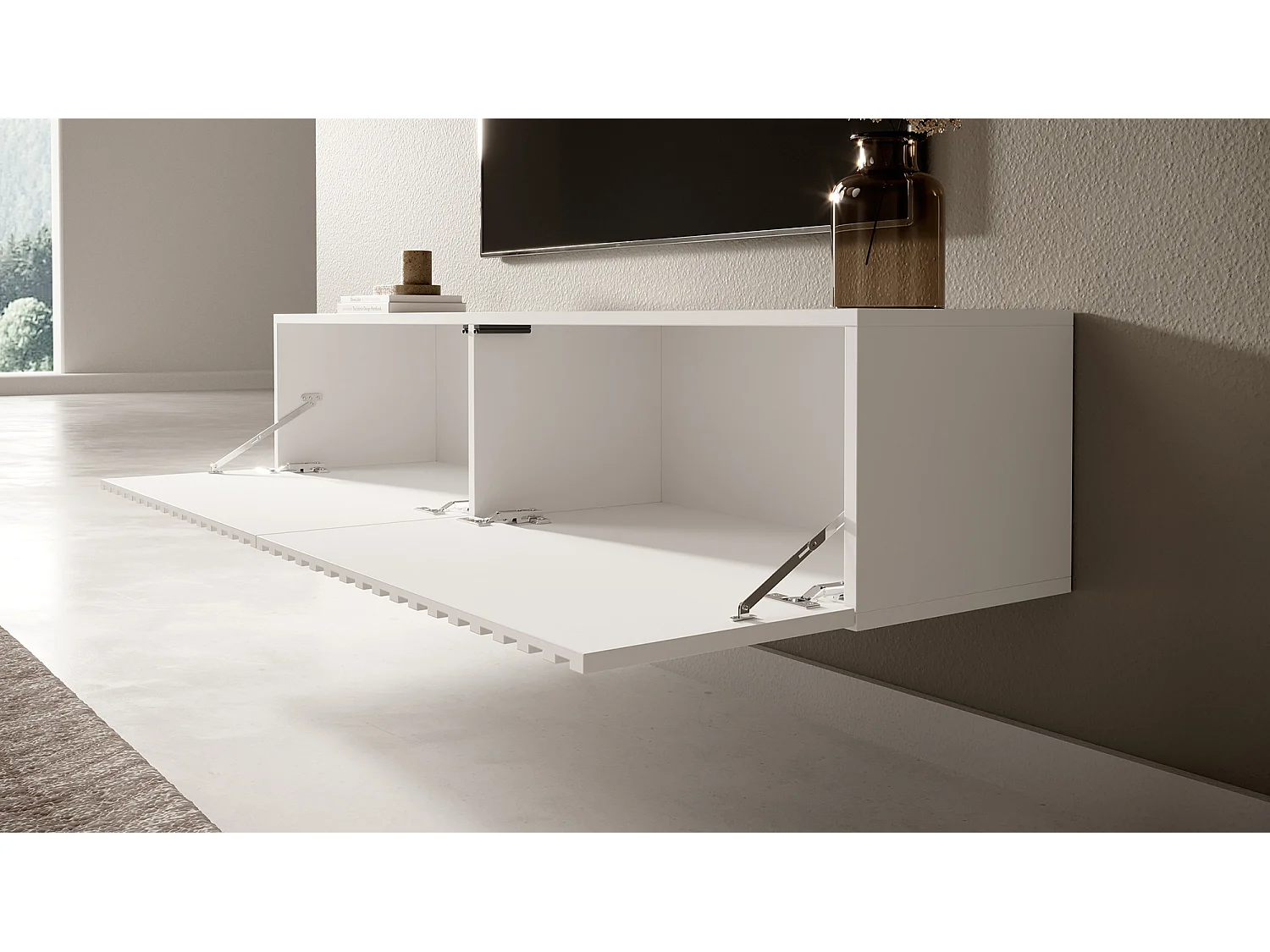 Meuble TV 140 cm - blanc - TELIRE