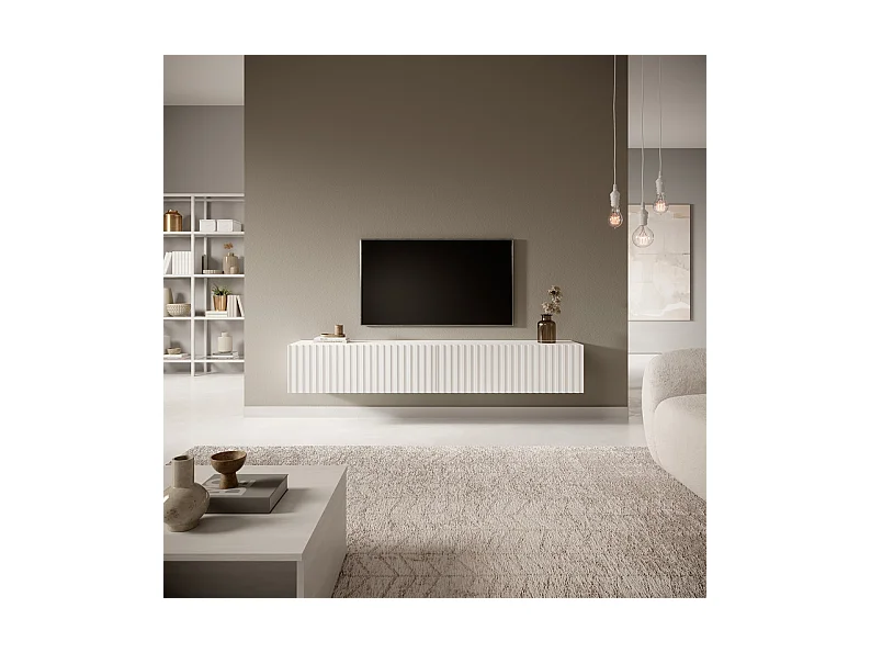Meuble TV 175 cm - blanc - TELIRE