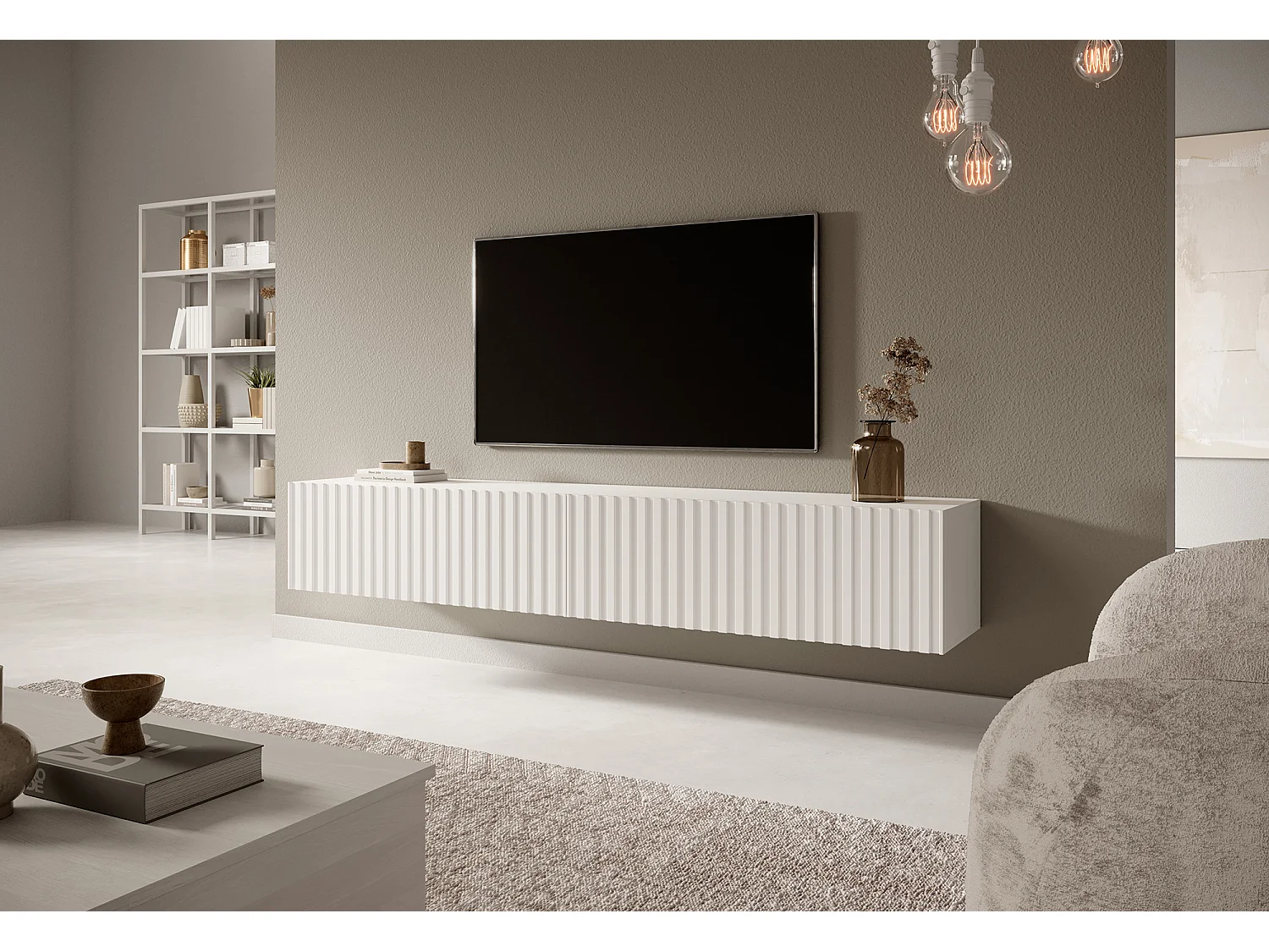 Meuble TV 175 cm - blanc - TELIRE