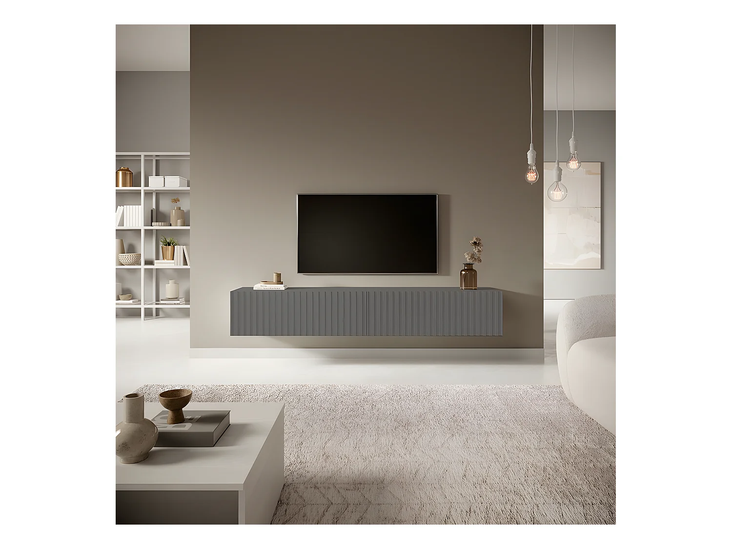 Meuble TV 175 cm - graphite - TELIRE