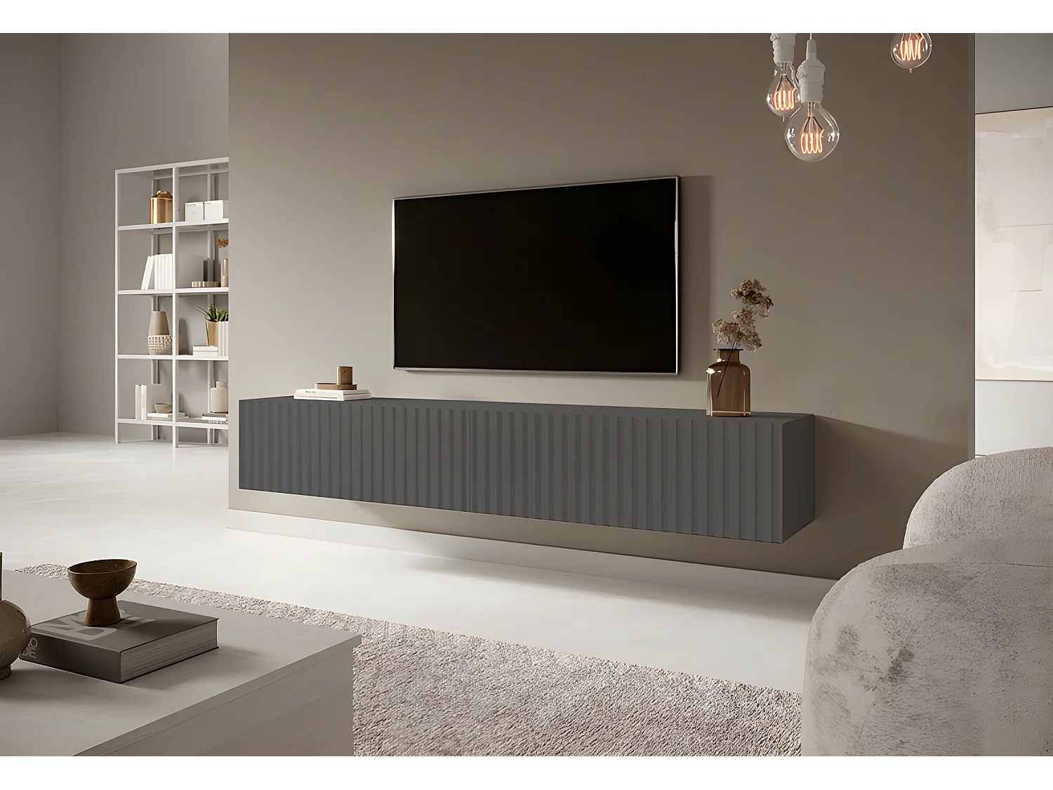 Meuble TV 175 cm - graphite - TELIRE