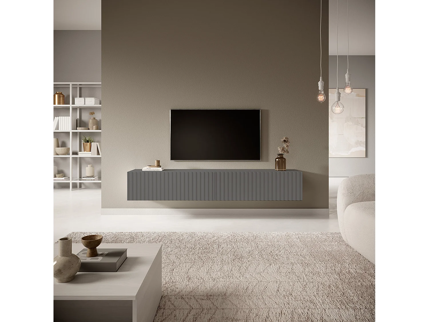 Meuble TV 175 cm - graphite - TELIRE