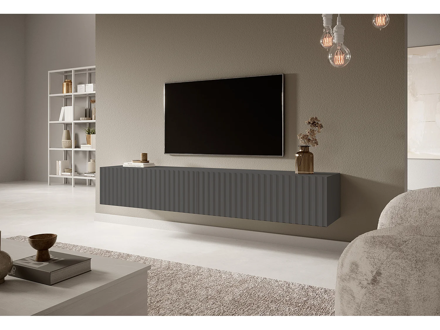 Meuble TV 175 cm - graphite - TELIRE