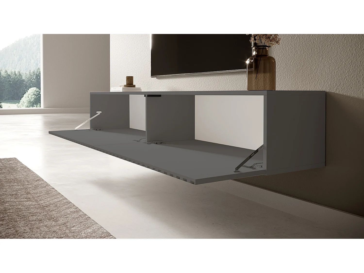 Meuble TV 175 cm - graphite - TELIRE