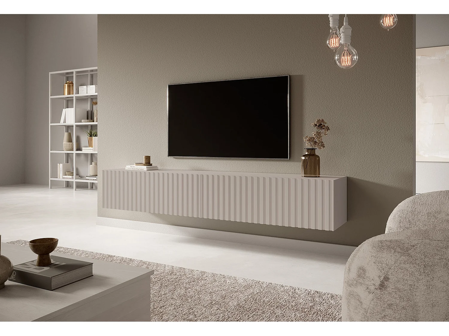 Meuble TV 175 cm - taupe (gris-beige) - TELIRE