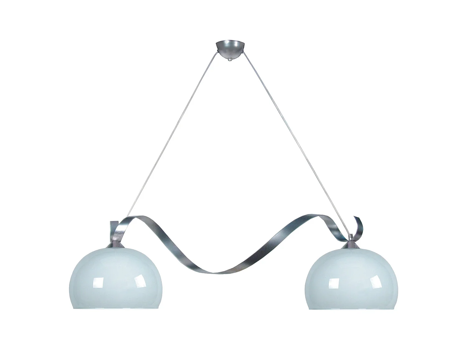 Lustre poutre métal  aluminium, verre opale 60 cm.
