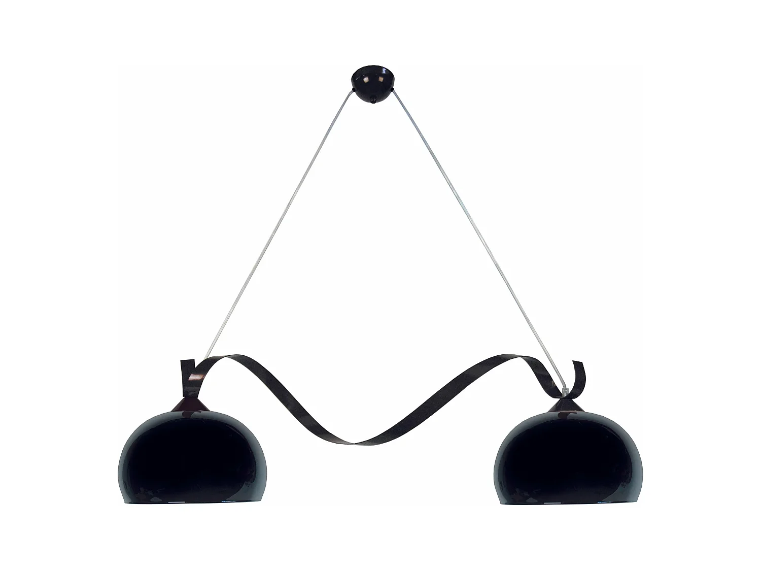 Lustre poutre métal  noir, verre noir 60 cm.