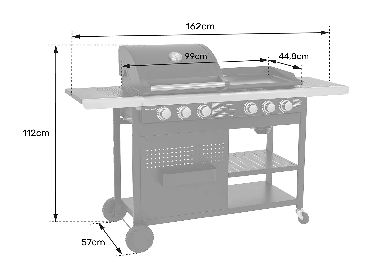 Barbacoa de gas VESUVIO Duo 3 quemadores + plancha 3 quemadores - HAPPY GARDEN