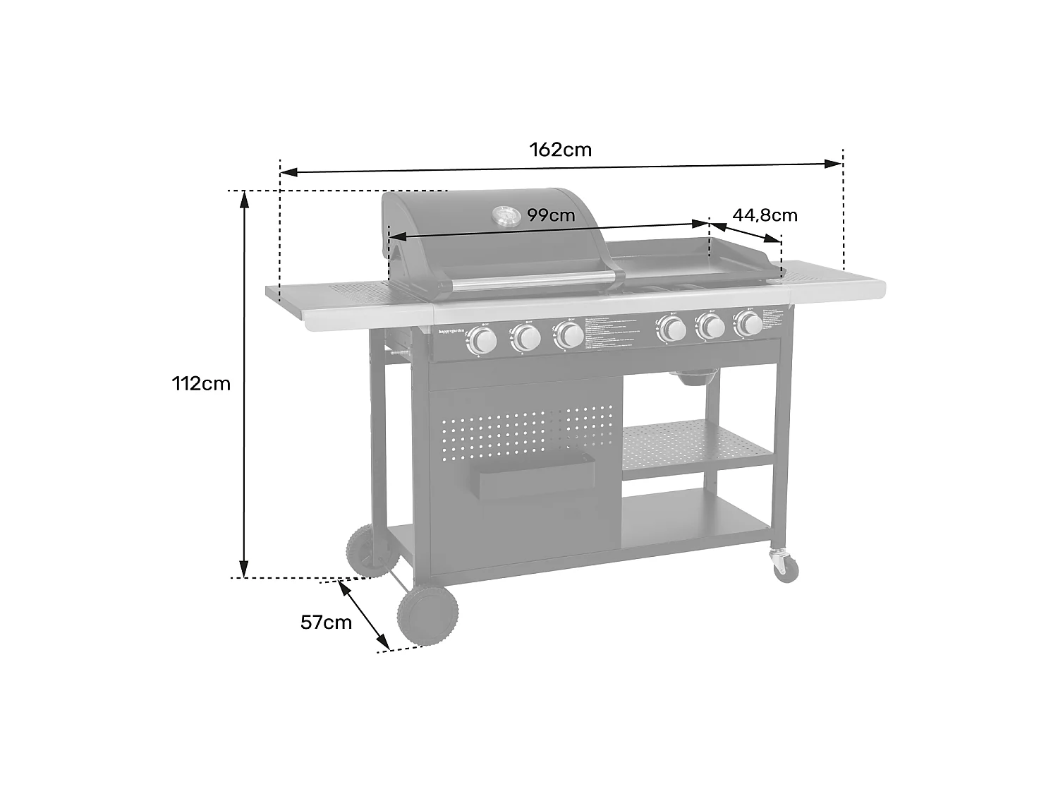 Barbacoa de gas VESUVIO Duo 3 quemadores + plancha 3 quemadores