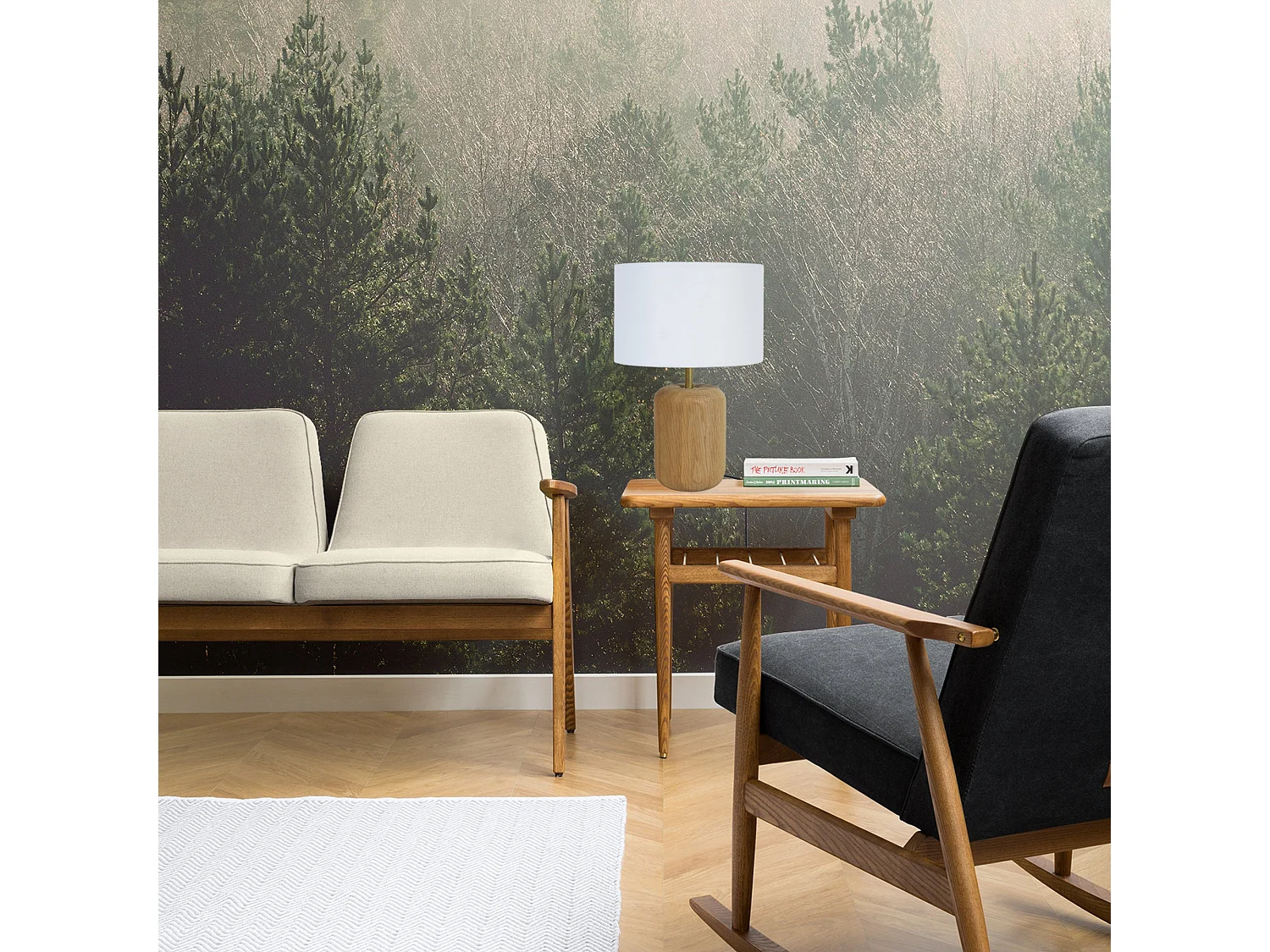 Lampada da tavolo legno metallo coluna GUSTTAVO T bianco  D'22cm