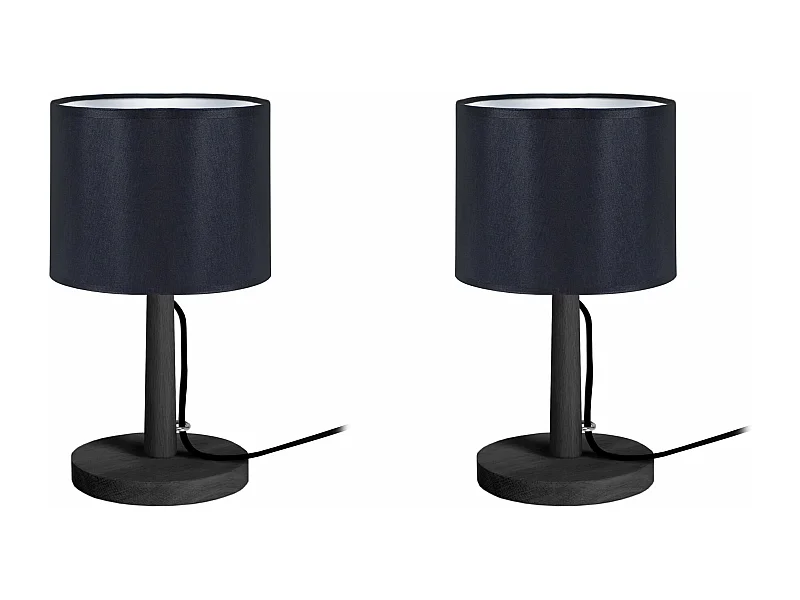Pair de Lampes de chevet droit bois  noir 28 cm.
