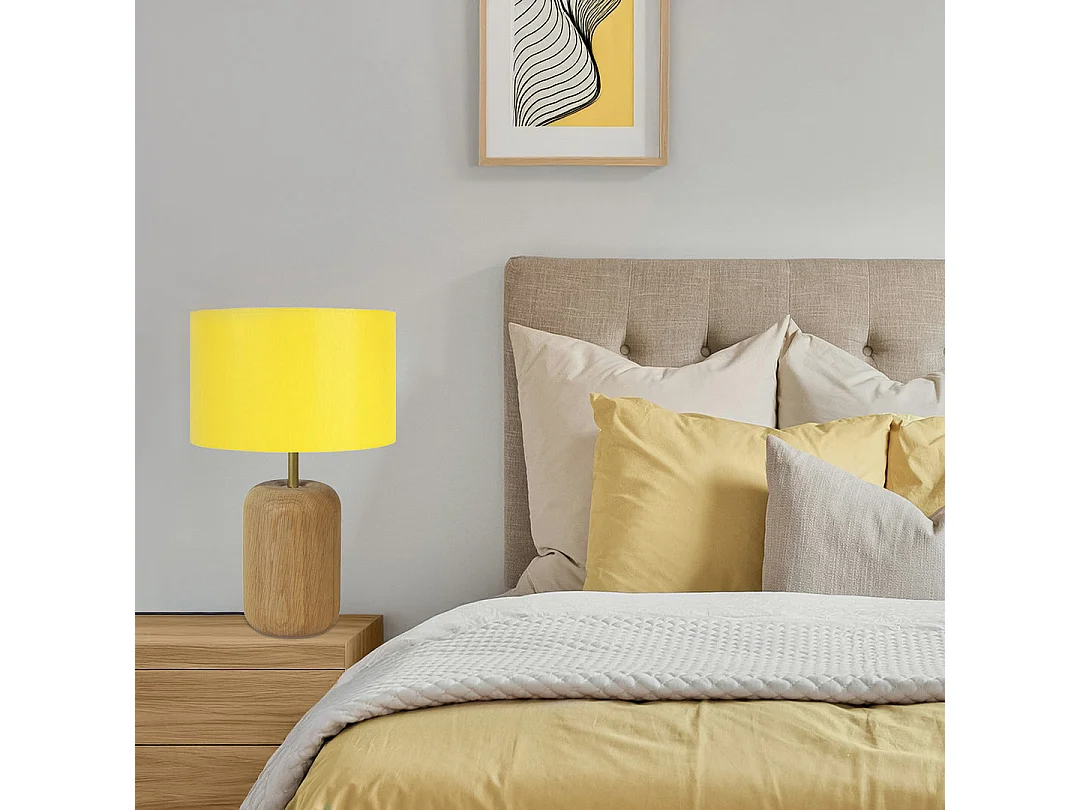 Lampada da tavolo legno metallo coluna GUSTTAVO T  giallo D'22cm