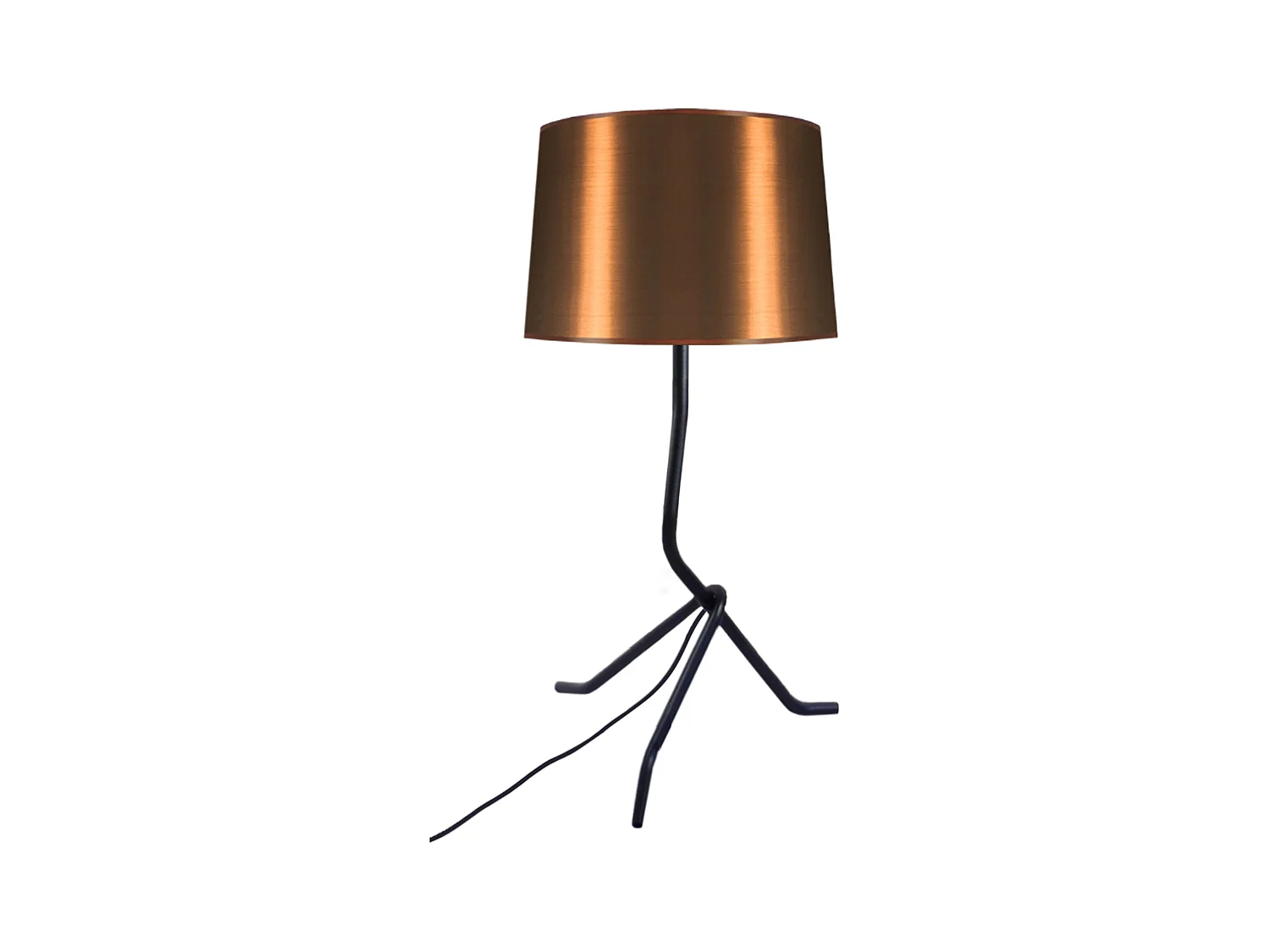 Lampe de chevet trépied métal  noir,cuivré 48 cm.