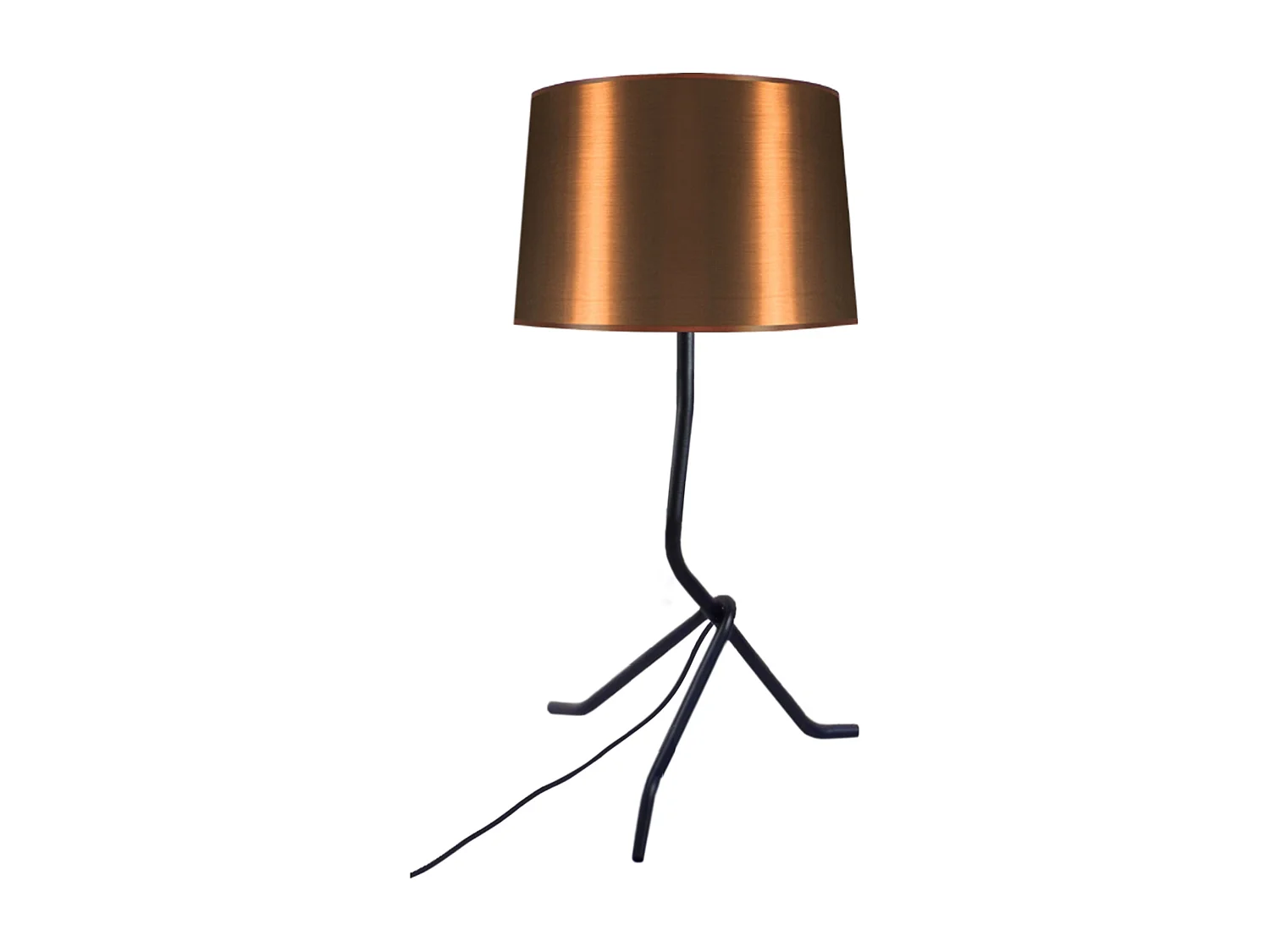 Lampe de chevet trépied métal  noir,cuivré 48 cm.