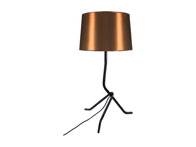 Lampe de chevet trépied métal  noir,cuivré 48 cm.