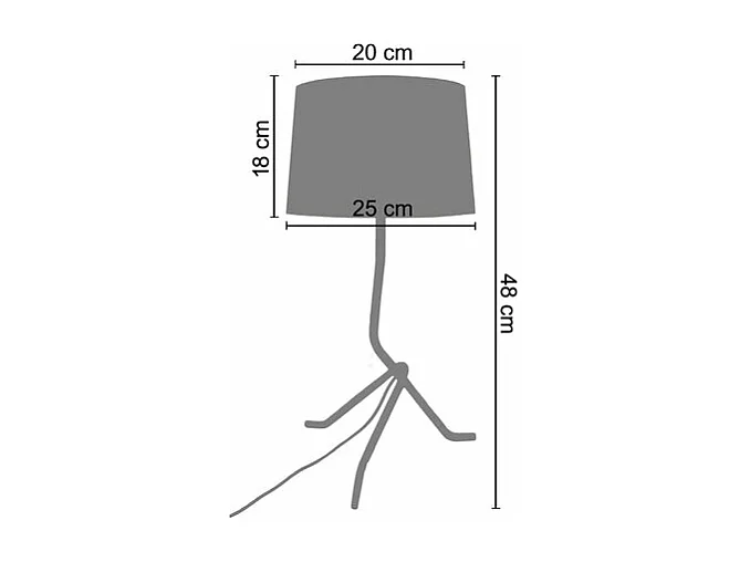 Abajur TOSEL MALMO tecido tripé taupe D30 x  H56  cm