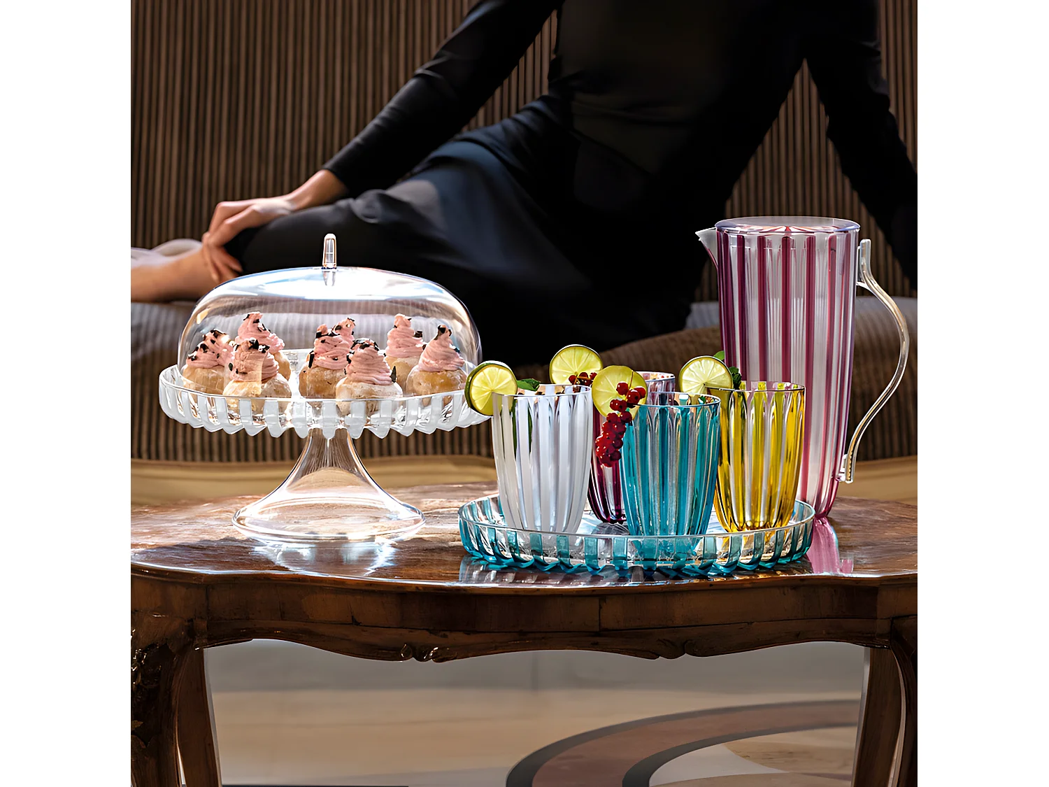 Alzata con campana Guzzini Dolcevita turchese