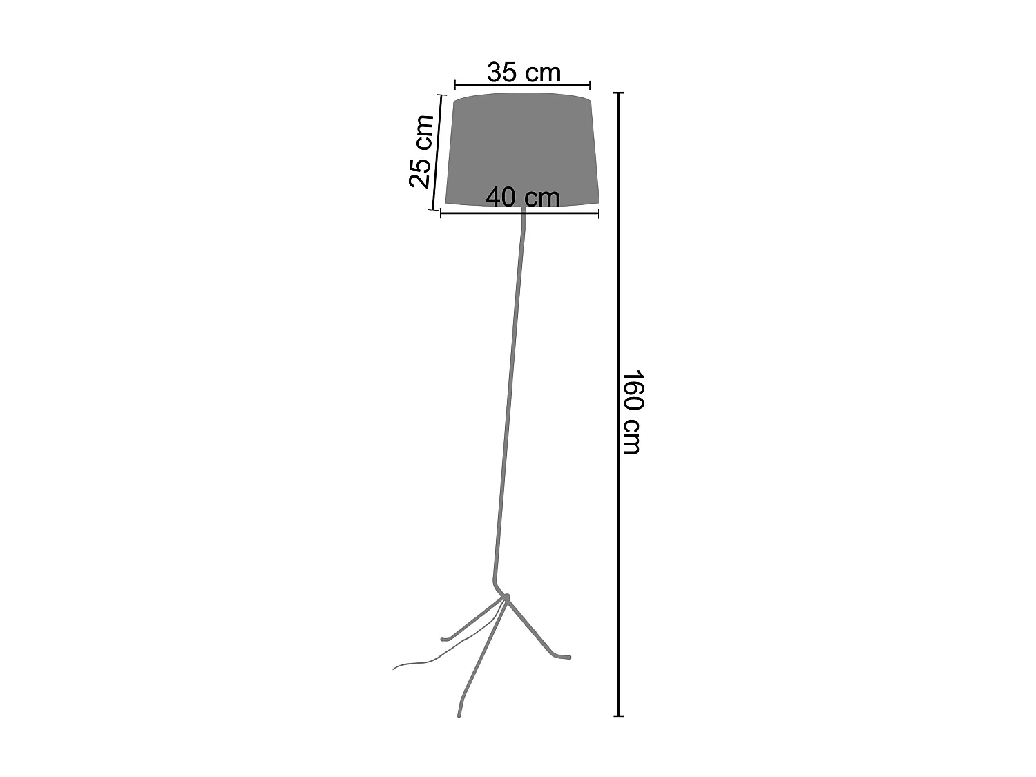 Lampadaire droit métal  noir 160 cm.